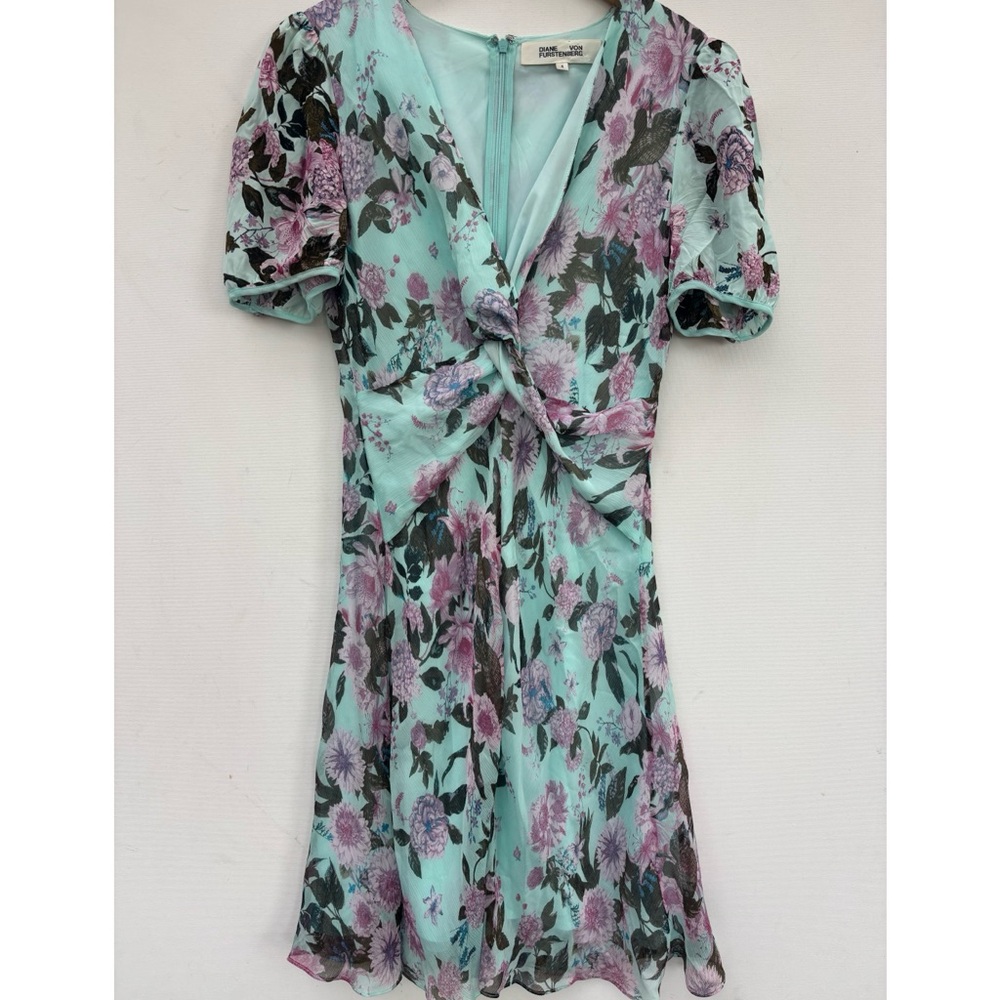 Diane Von Furstenberg Aqua Floral Mini Dress